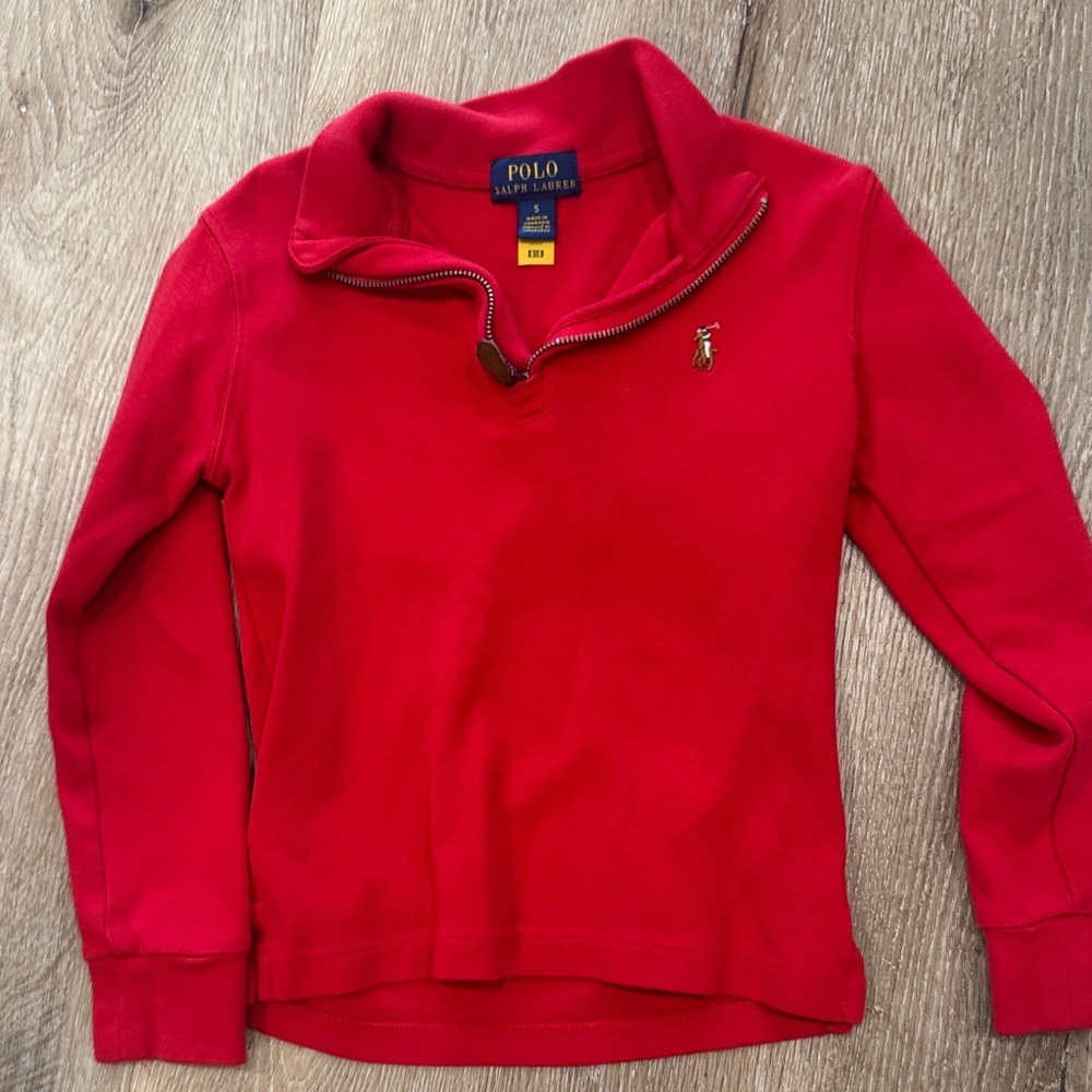 Polo by Ralph Lauren Red Half-Zip Sweatshirt with Polo Pony